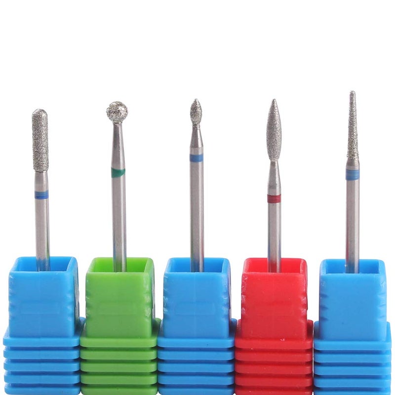 MZCMSL Russian Manicure Drill Bits, Cylinder/Ball/Flame/Needle Cuticle Bit,3/32 Shank Diamond Nail Drill Bit,5pcs - Image 1